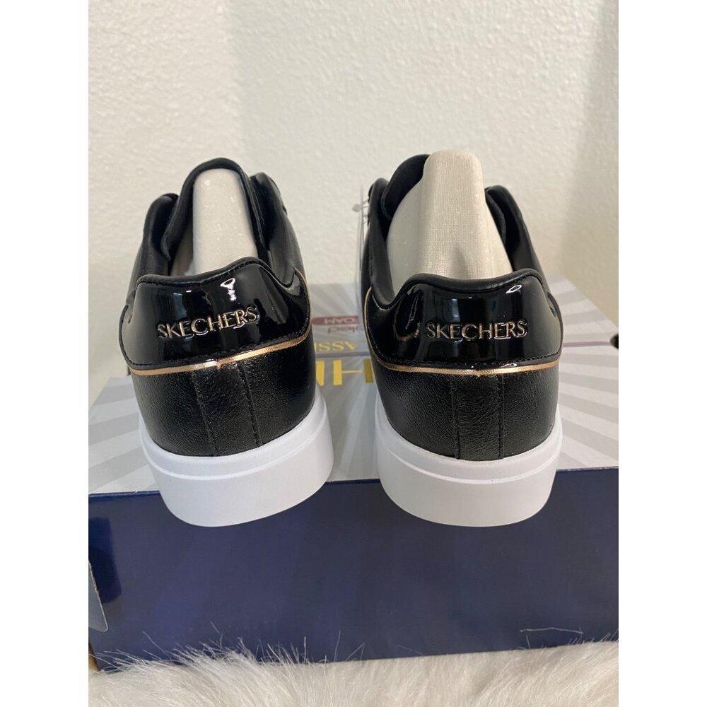 Skechers Classic Court Black Gold Duraleather Sneakers Machine Washable 7.5 - Picture 3 of 9